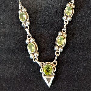 Vintage Sterling/Green Citrine Necklace